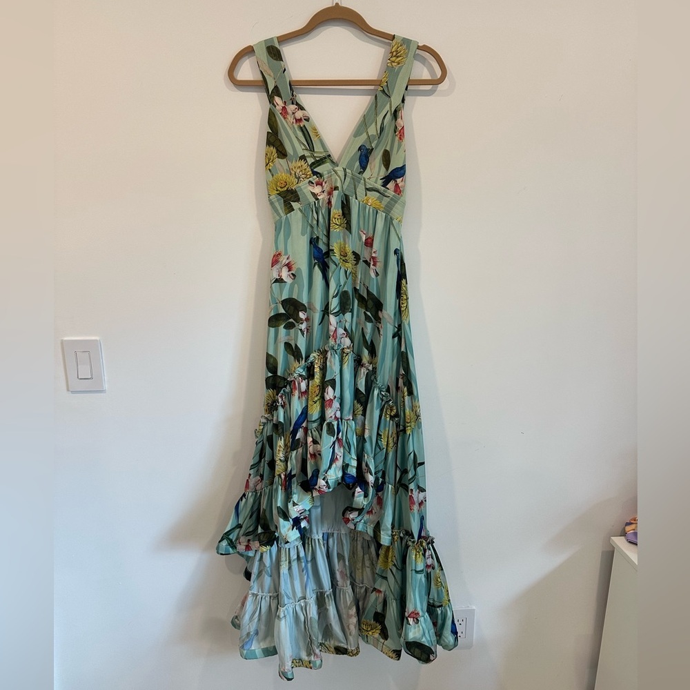 Floral high low Dress in Green
